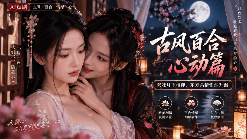 AI短剧 古风百合白虎美人